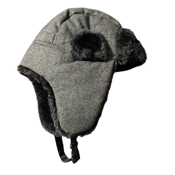 Northwest Territory Mens Black Tweed Trapper Hat w Flaps Cold Weather Hunt OSFM - Picture 1 of 5